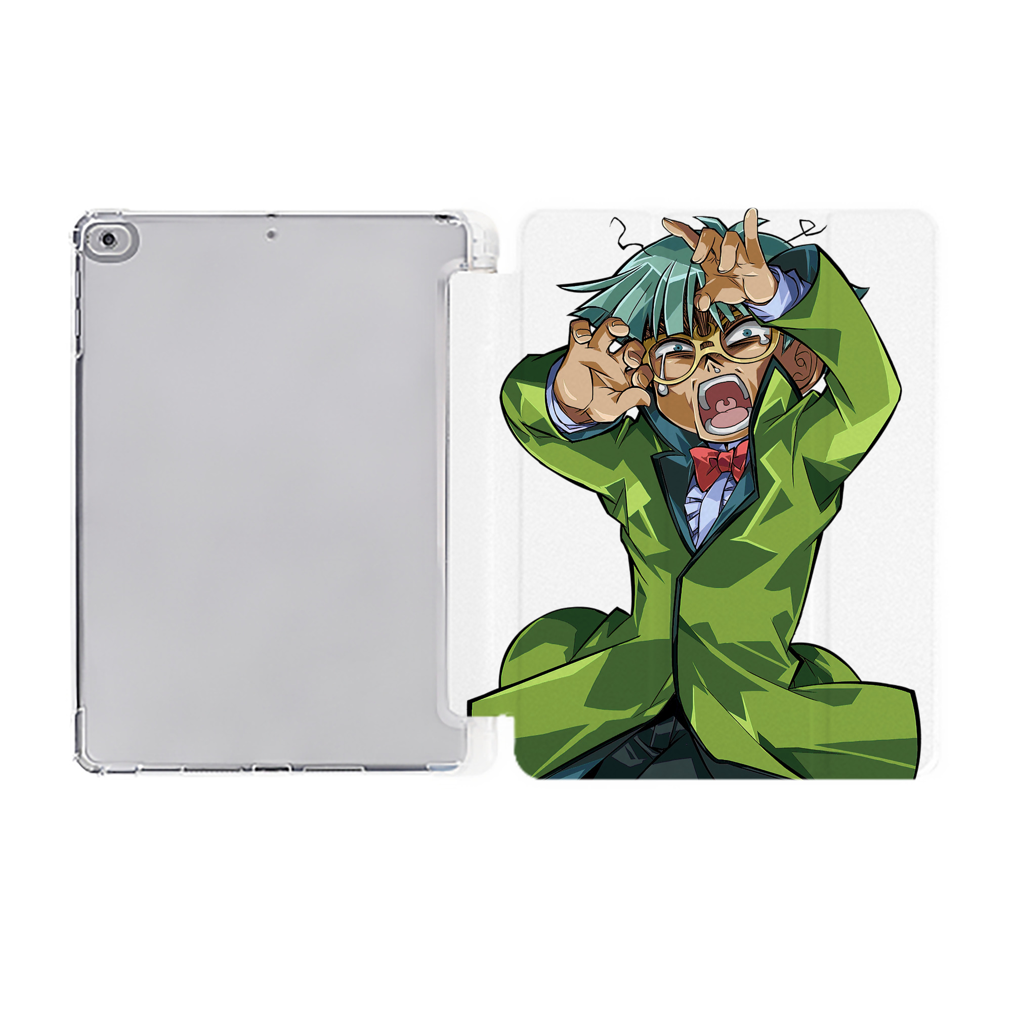 （画像用） 遊☆戯☆王 Yu-Gi-Oh! IPad ケース ペン収納付き 三つ折りスタンド PUレザー×シリコン 対応機種9.5/10.5/10.9インチ